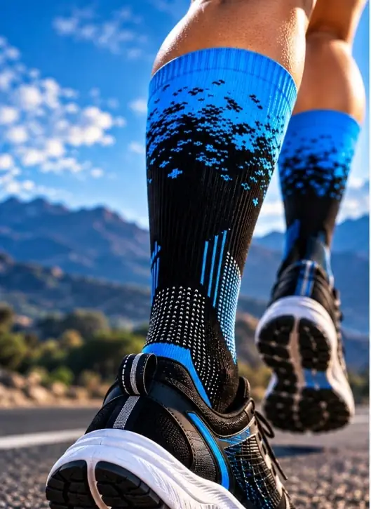 Medias de running con diseño de salpicado azul y negro